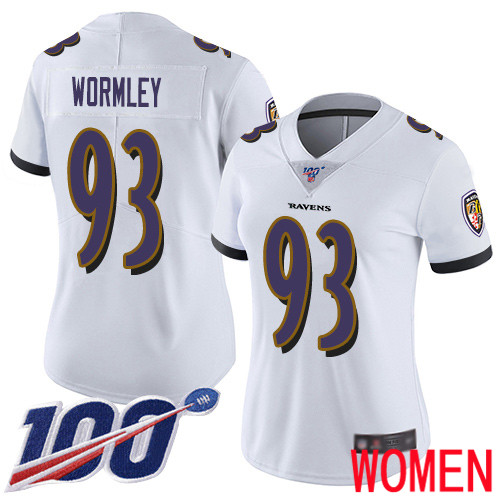 Baltimore Ravens Limited White Women Chris Wormley Road Jersey NFL Football 93 100th Season Vapor Untouchable